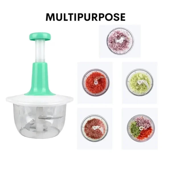 Manual Hand Push Chopper | Multi-functional Vegetable Meat Grinder, Grater, Chopper